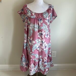 Hilo Hattie Pink Floral Off Shoulder Dress
